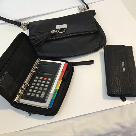 (3) Nine West shoulder bag wallet and planner black new w/o tags - Picture 8 of 15